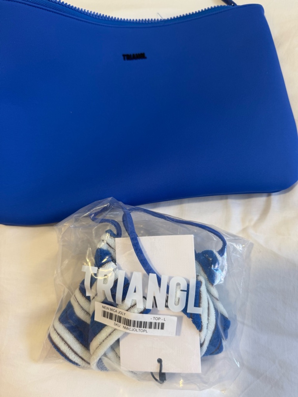 triangl swimwear Blue and White Striped Bikini Set - Picture 5 of 8